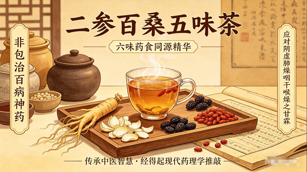一杯献给“阴虚干咳星人”的茶:二参百桑五味茶的古今密码-茶之家